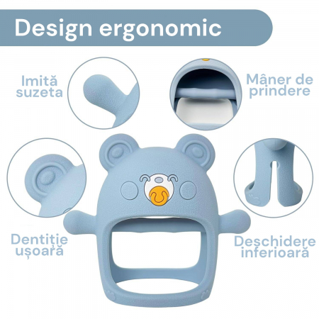 Suzeta ursulet, silicon alimentar, fara BPA, 0-12 luni, Albastru [1]