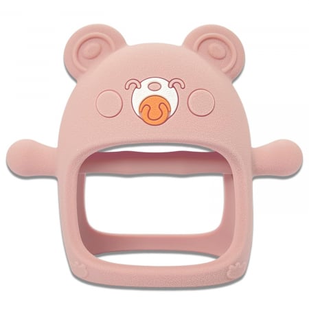 Accesorii Bebelusi - Suzeta ursulet, silicon alimentar, fara BPA, 0-12 luni, Roz