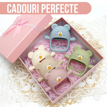 Suzeta ursulet, silicon alimentar, fara BPA, 0-12 luni, Roz [6]