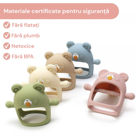 Suzeta ursulet, silicon alimentar, fara BPA, 0-12 luni, Roz [4]