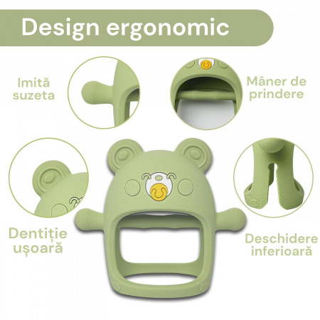 Suzeta ursulet, silicon alimentar, fara BPA, 0-12 luni, Verde [1]