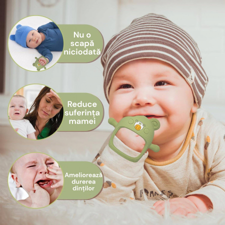 Suzeta ursulet, silicon alimentar, fara BPA, 0-12 luni, Verde [2]