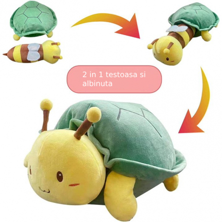 Jucarie de plus, Testoasa Bee 2 in 1, Verde/Galben, 40 cm [2]