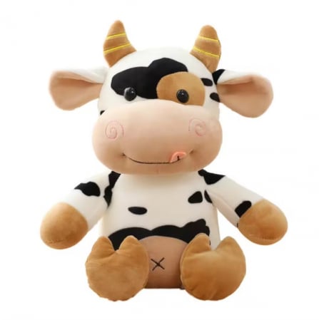 Jucarii de plus - Jucarie de plus, Vacuta Cowie, Alb/Maro, 40 cm
