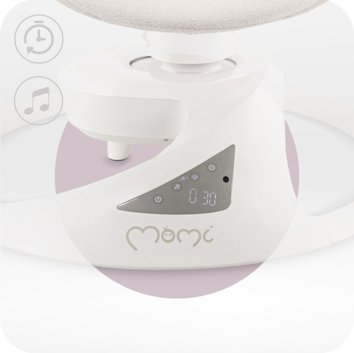 Balansoar electric pentru bebelusi cu sezut rotativ 360 grade , Momi Pearl - Beige [8]