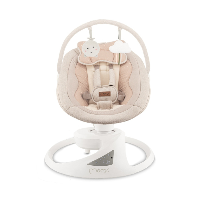 Balansoar electric pentru bebelusi cu sezut rotativ 360 grade , Momi Pearl - Beige [2]