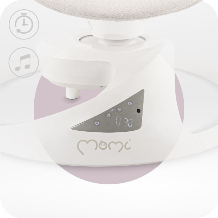 Balansoar electric pentru bebelusi cu sezut rotativ 360 grade , Momi Pearl - Grey [8]