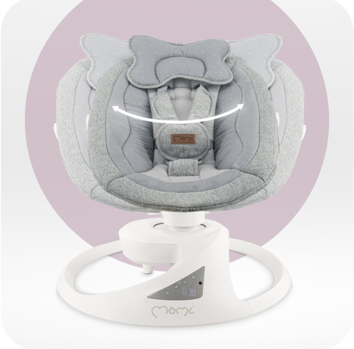 Balansoar electric pentru bebelusi cu sezut rotativ 360 grade , Momi Pearl - Grey [9]