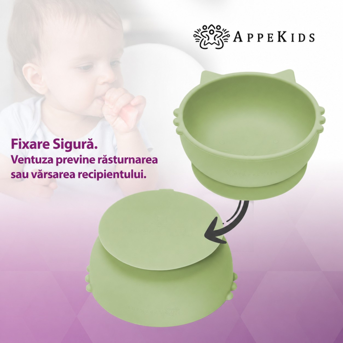 Bol din silicon cu ventuză AppeKids Kitty I, 6 luni+ [6]
