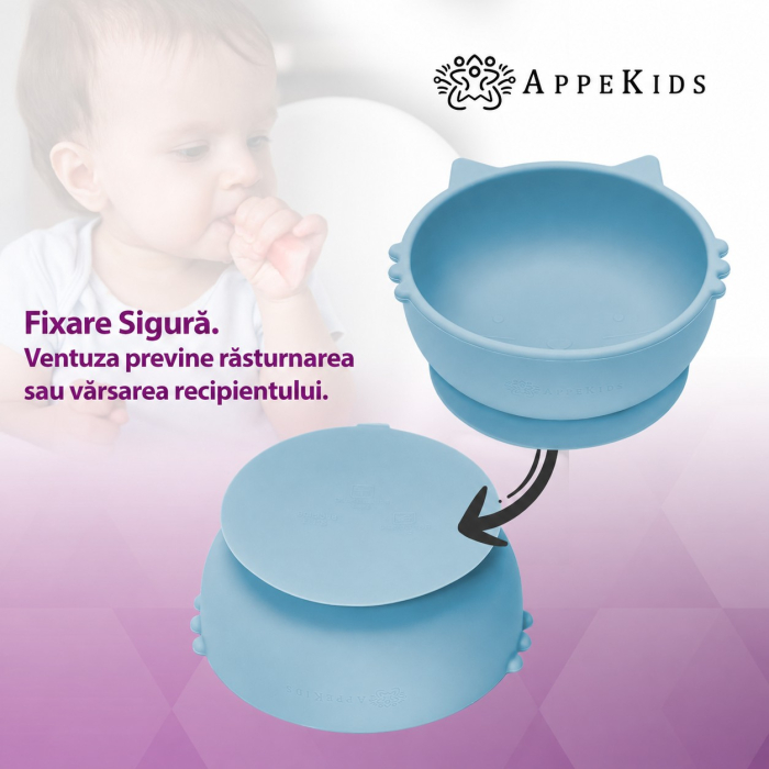 Bol din silicon cu ventuză AppeKids Kitty I, 6 luni+ [6]