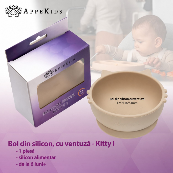 Bol din silicon cu ventuză AppeKids Kitty I, 6 luni+ [4]