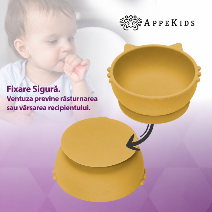 Bol din silicon cu ventuză AppeKids Kitty I, 6 luni+ [6]