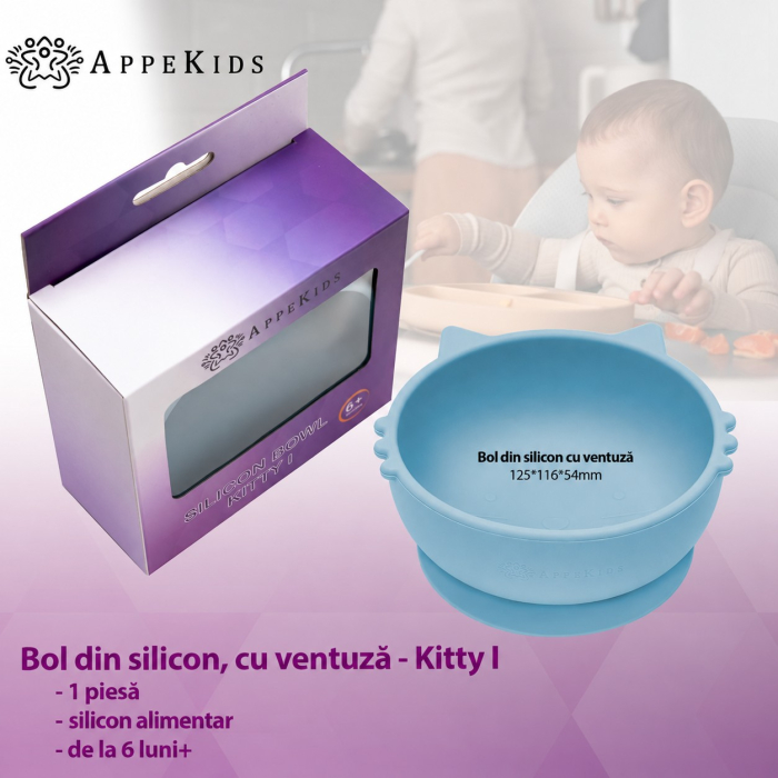 Bol din silicon cu ventuză AppeKids Kitty I, 6 luni+ [5]