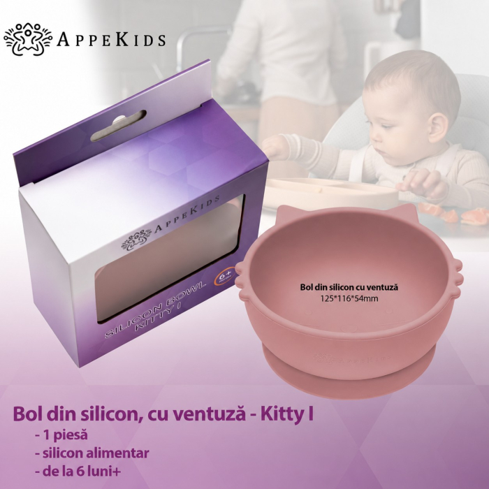 Bol din silicon cu ventuză AppeKids Kitty I, 6 luni+ [5]