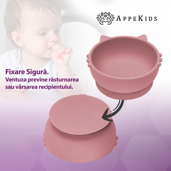 Bol din silicon cu ventuză AppeKids Kitty I, 6 luni+ [6]