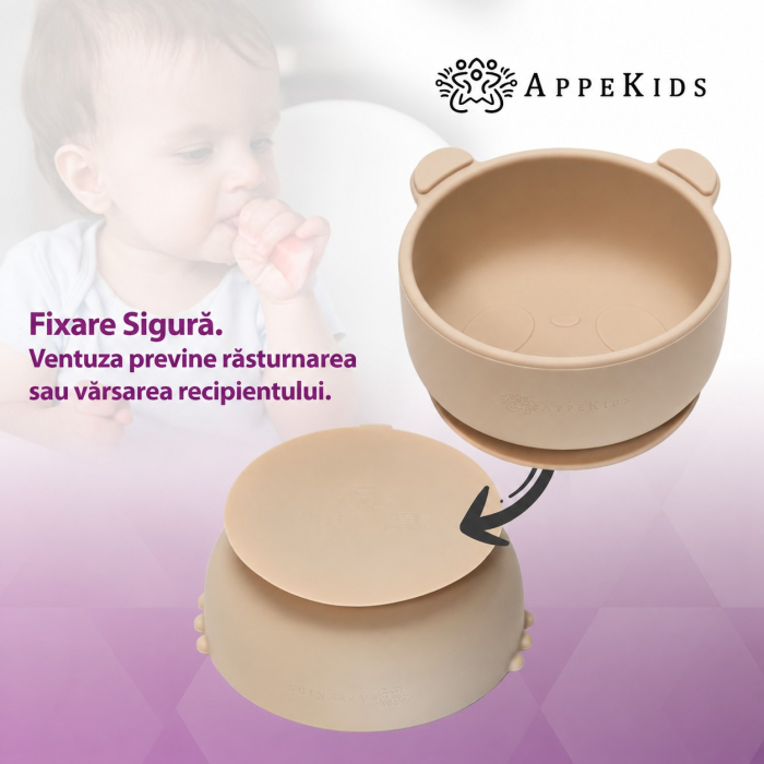 Bol din silicon cu ventuză AppeKids The Little Bear, 6 luni+ [5]