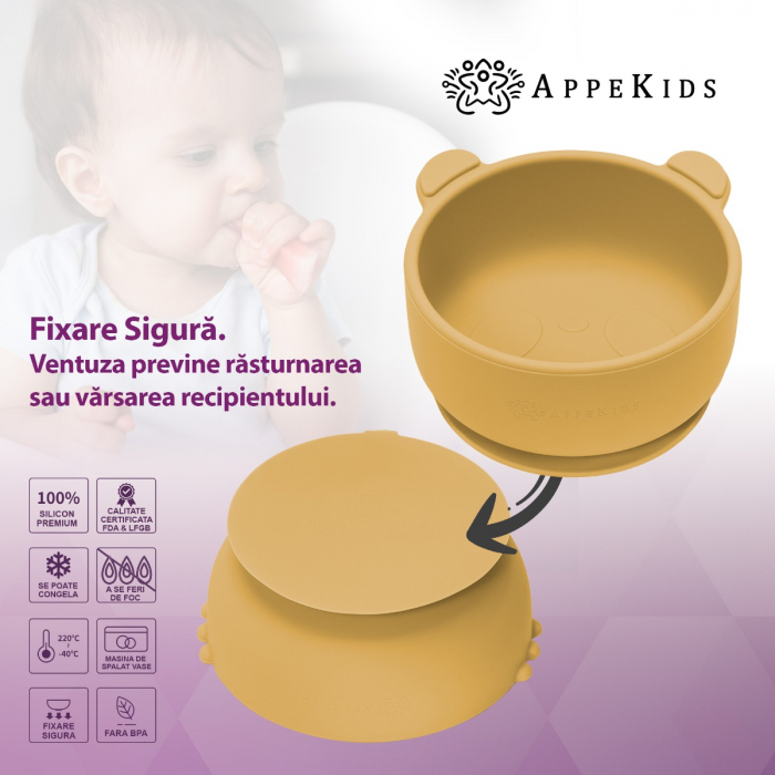 Bol din silicon cu ventuza, AppeKids, The Little Bear - Honey [4]