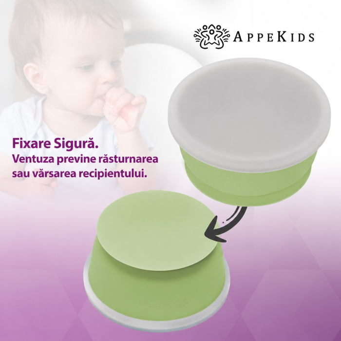 Bol din silicon cu ventuză și capac AppeKids, 6luni+ [6]