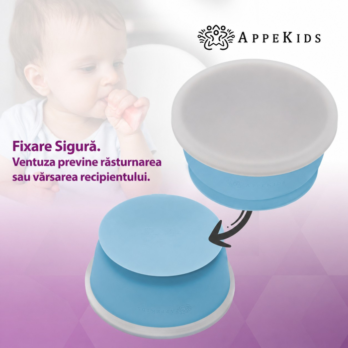 Bol din silicon cu ventuză și capac AppeKids, 6luni+ [5]