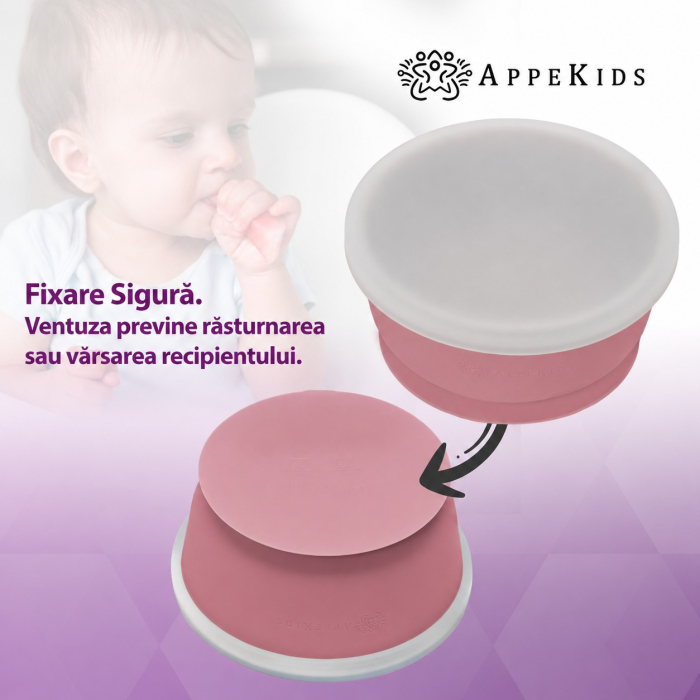 Bol din silicon cu ventuză și capac AppeKids, 6luni+ [5]