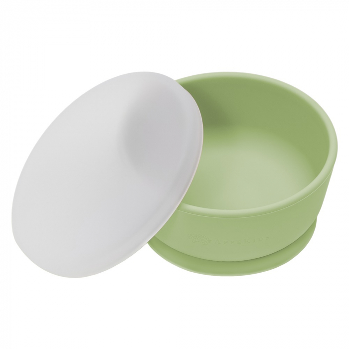Bol din silicon cu ventuza si capac, AppeKids - Raw Green [5]