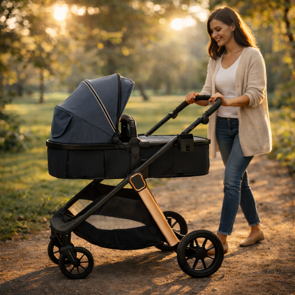 Carucior transformabil 2in1, Appekids Elite - Navy Grey [9]