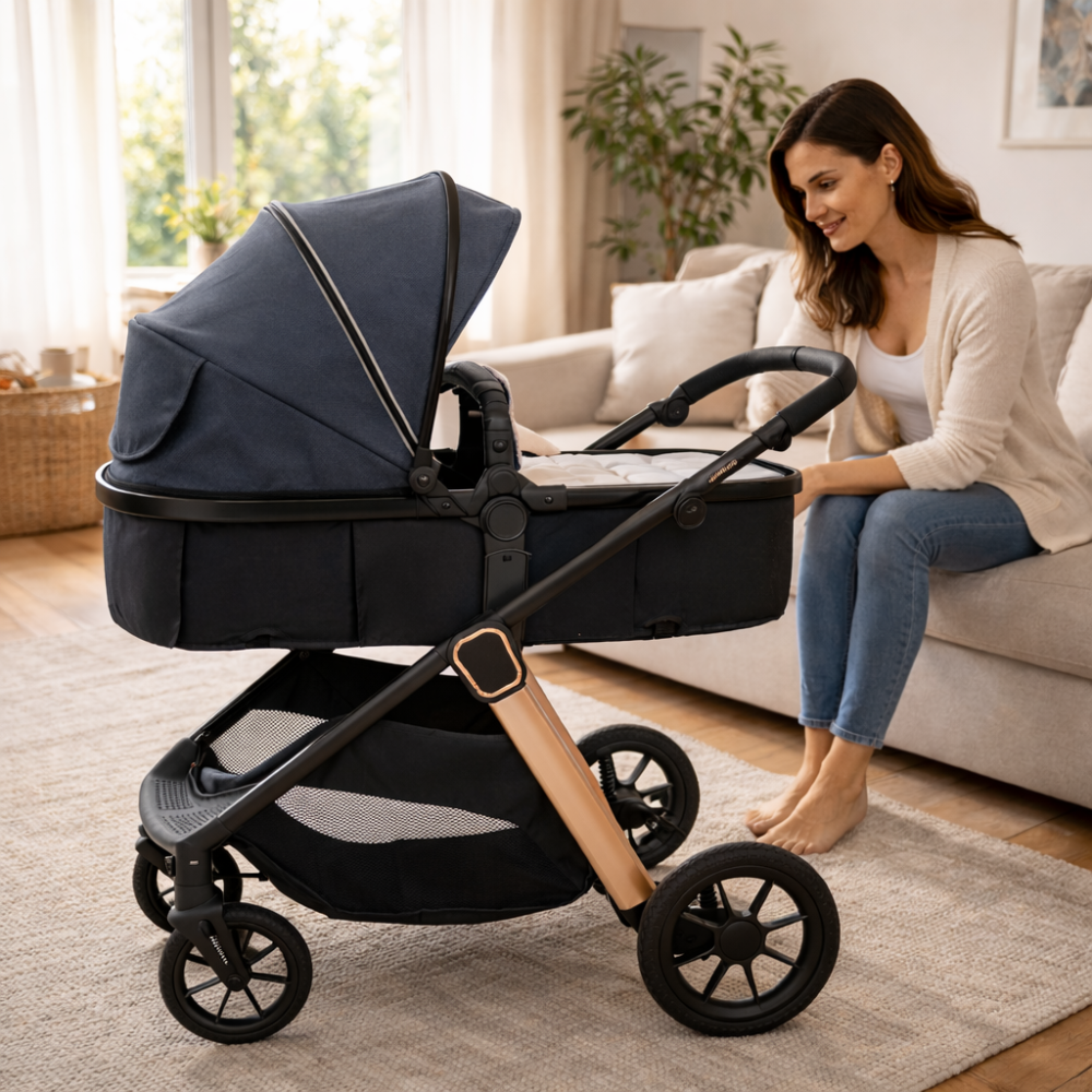 Carucior transformabil 2in1, Appekids Elite - Navy Grey [10]