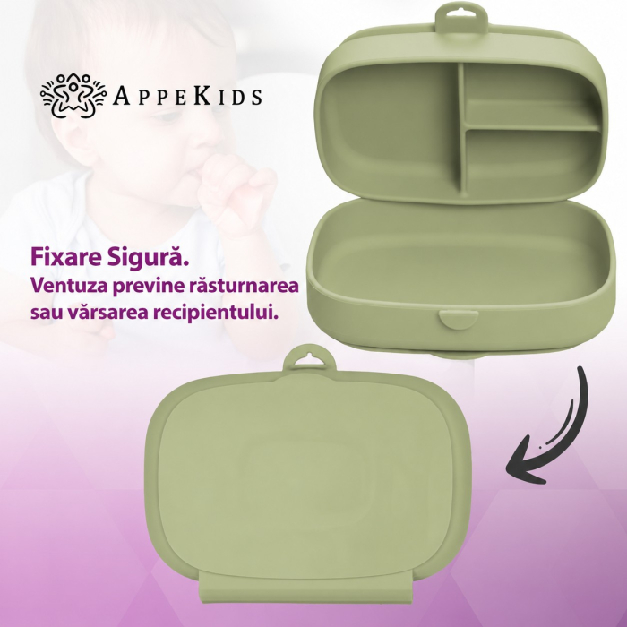 Caserolă compartimentată din silicon cu ventuze AppeKids Magic Box, 6 luni+ [3]