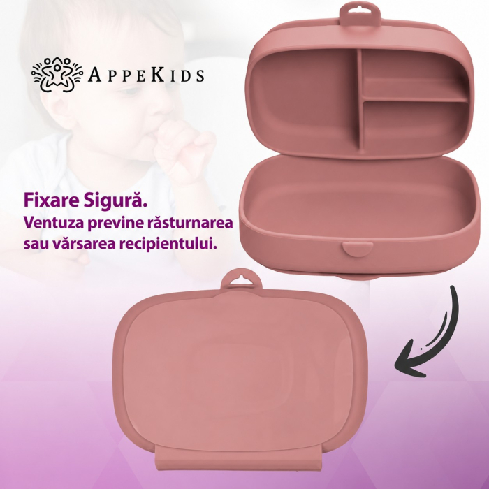 Caserolă compartimentată din silicon cu ventuze AppeKids Magic Box, 6 luni+ [5]
