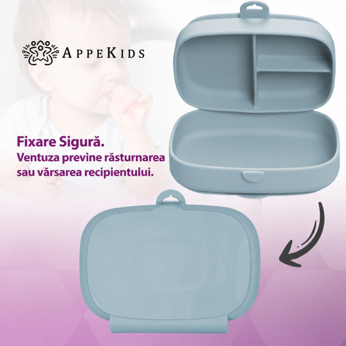 Caserolă compartimentată din silicon cu ventuze AppeKids Magic Box, 6 luni+ [5]