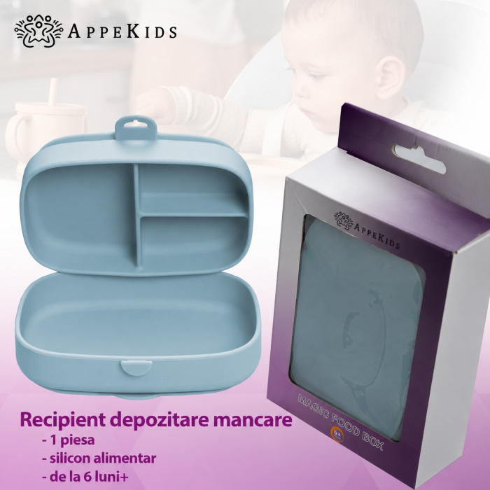 Caserolă compartimentată din silicon cu ventuze AppeKids Magic Box, 6 luni+ [6]