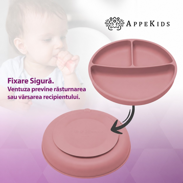Farfurie compartimentată din silicon cu ventuză AppeKids, 6 luni+ [5]