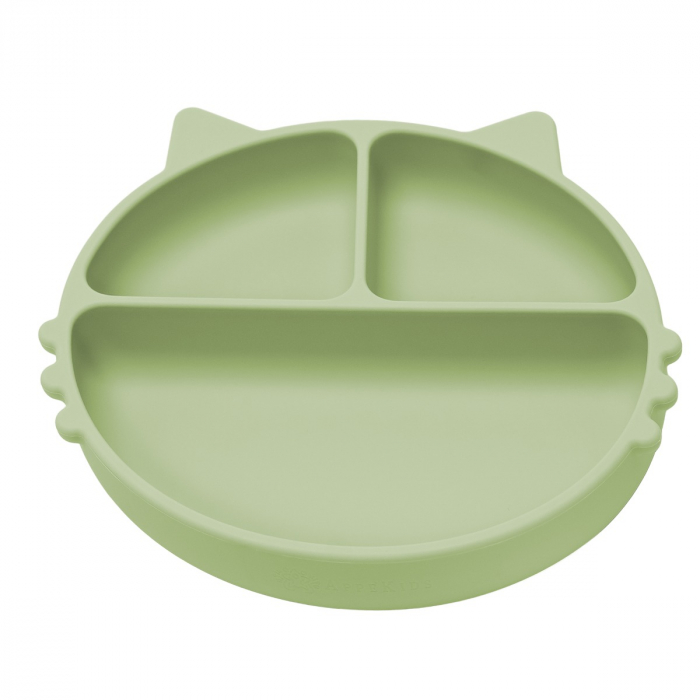 Farfurie compartimentata din silicon cu ventuza, AppeKids - Kitty - Raw Green [5]