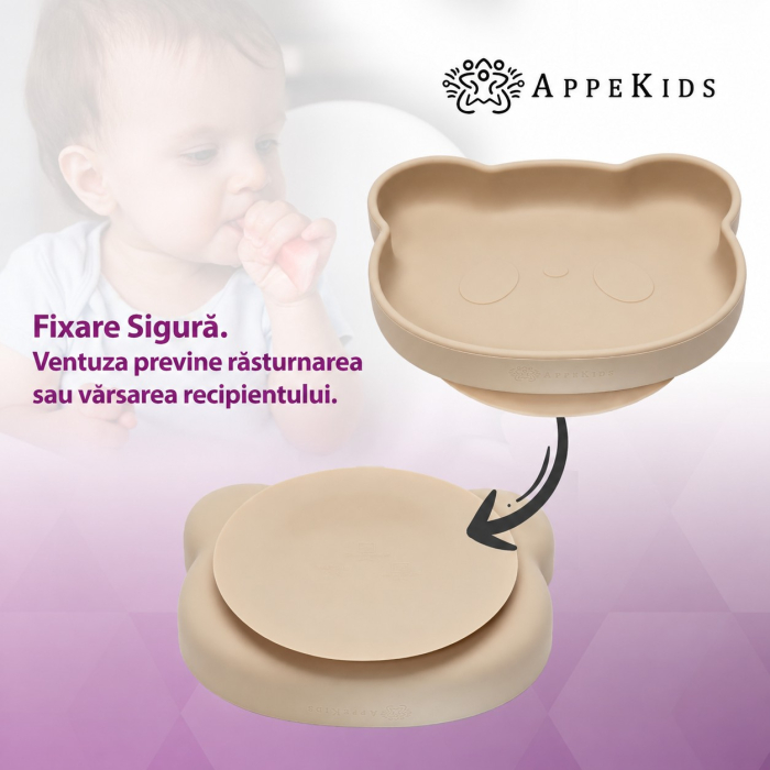 Farfurie din silicon cu ventuză AppeKids The Little Bear, 6 luni+ [5]
