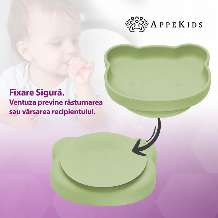 Farfurie din silicon cu ventuză AppeKids The Little Bear, 6 luni+ [5]