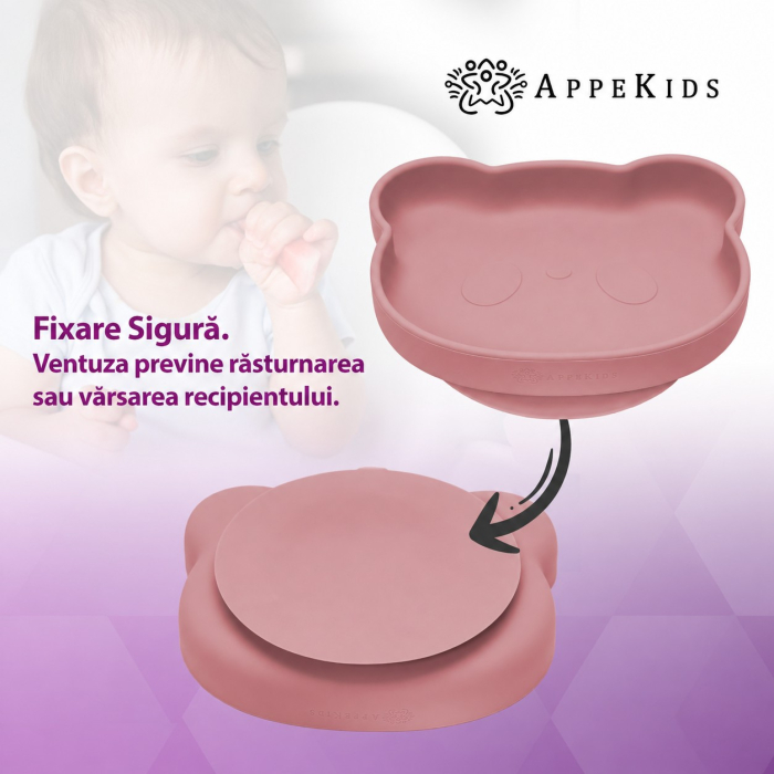 Farfurie din silicon cu ventuză AppeKids The Little Bear, 6 luni+ [5]