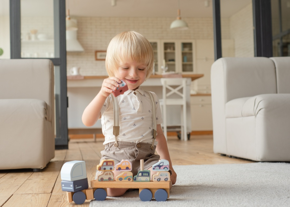 Jucarie din lemn, Cubika, Camion pentru masini - Pastel [2]