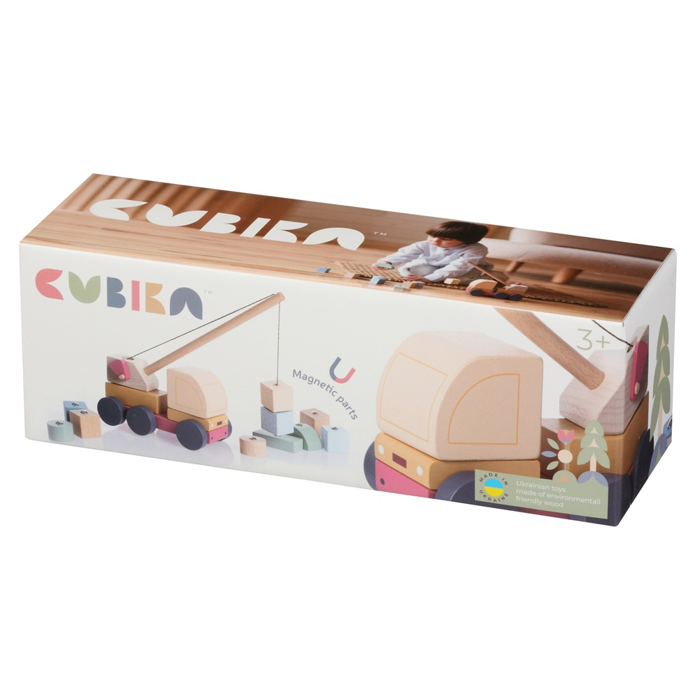 Jucarie din lemn, Cubika, Macara Magnetica - Pastel [1]