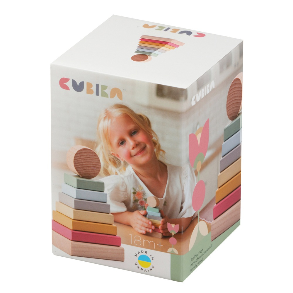 Jucarie din lemn, Cubika, Piramida 4 - Pastel [1]