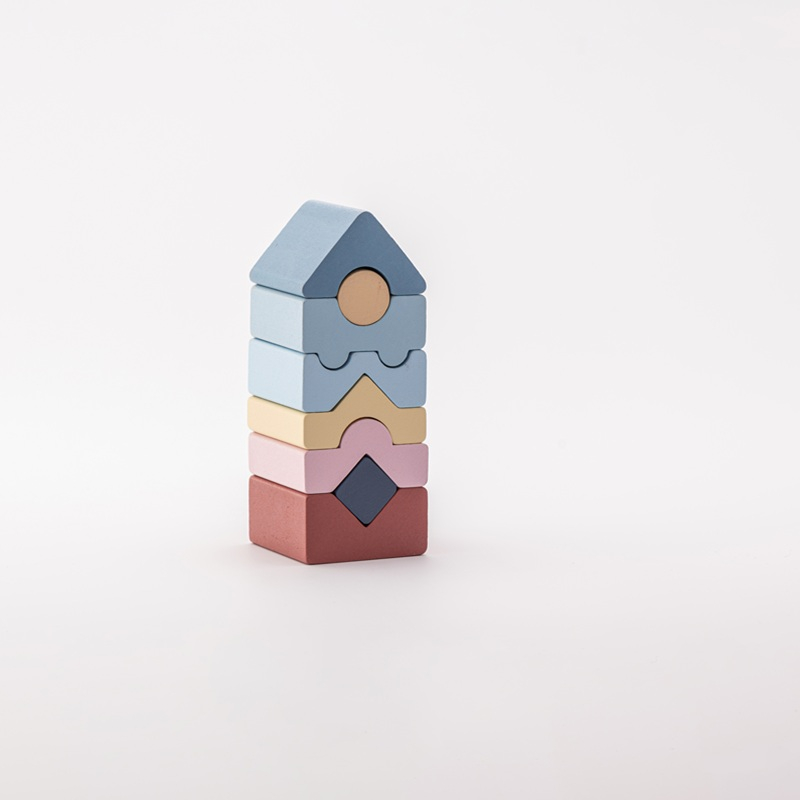 Jucarie din lemn, Cubika, Set constructii Turn 8 piese - Pastel [5]