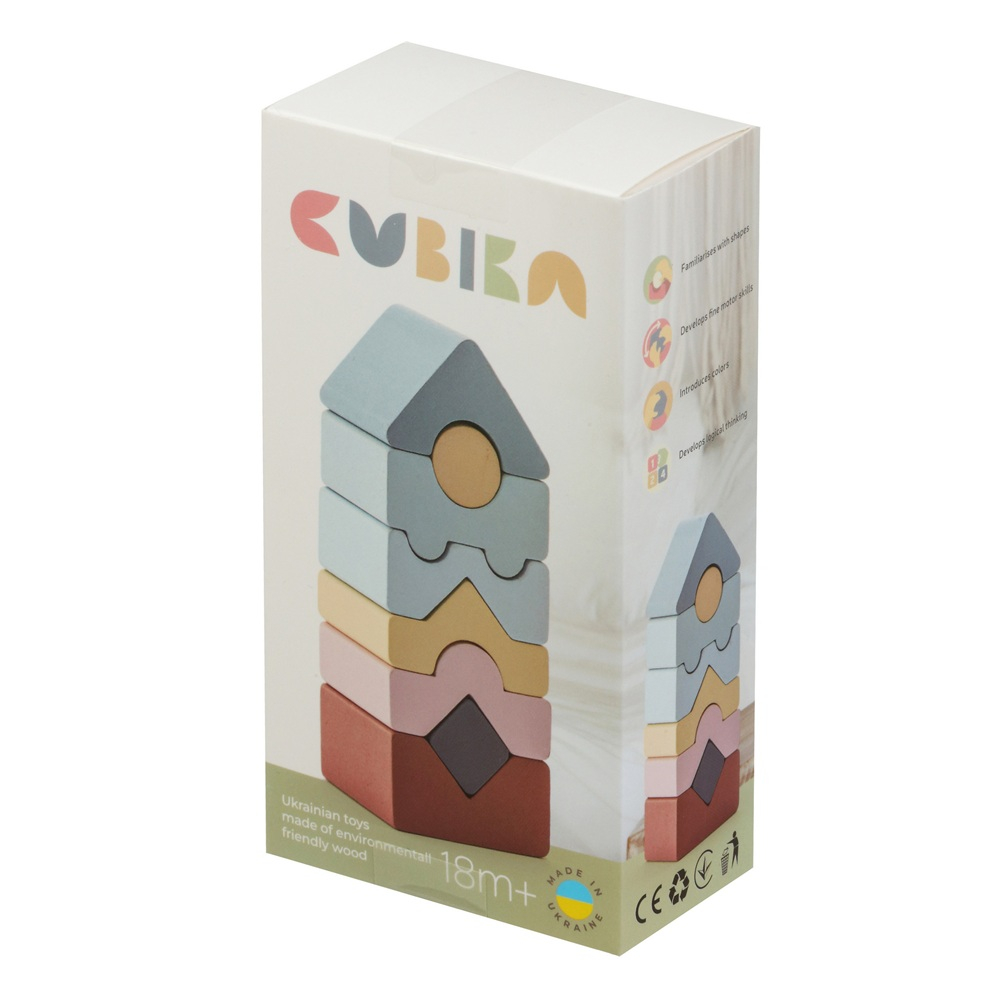 Jucarie din lemn, Cubika, Set constructii Turn 8 piese - Pastel [1]