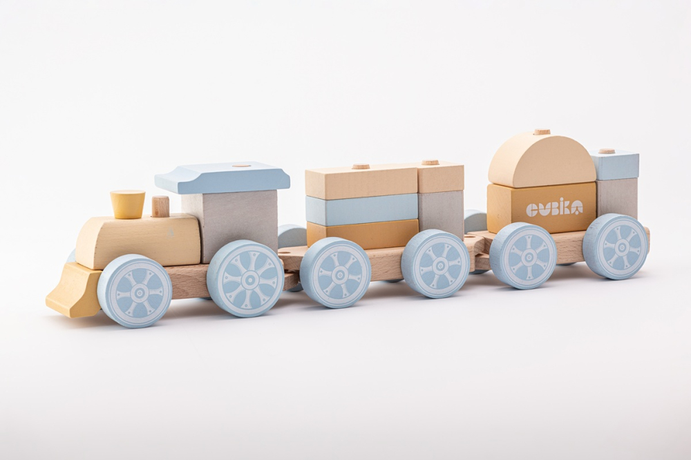 Jucarie din lemn, Cubika, Trenuletul Express - Pastel [5]