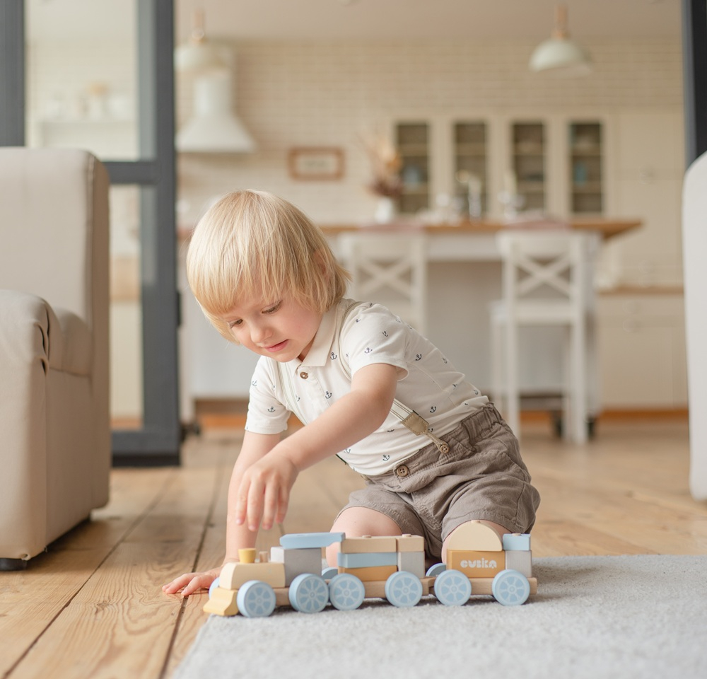 Jucarie din lemn, Cubika, Trenuletul Express - Pastel [4]