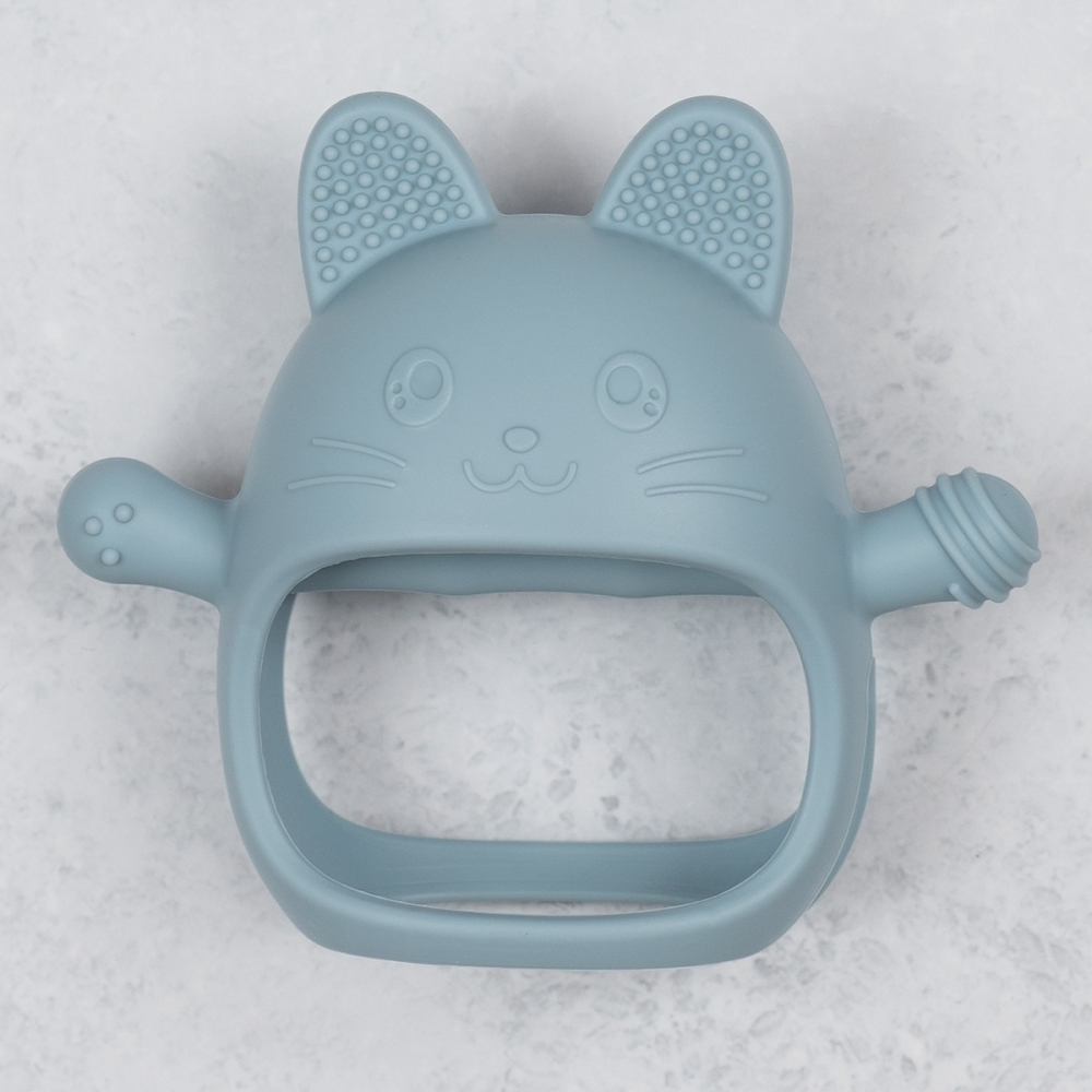 Jucarie pentru dentitie din silicon, Appekids, Manusa Kitty - Aqua Blue [2]