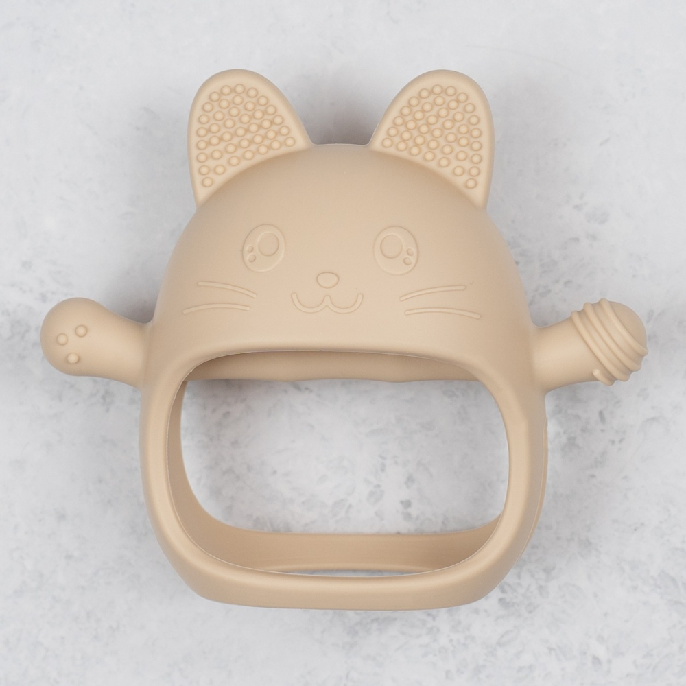 Jucarie pentru dentitie din silicon, Appekids, Manusa Kitty - Bubble Beige [2]