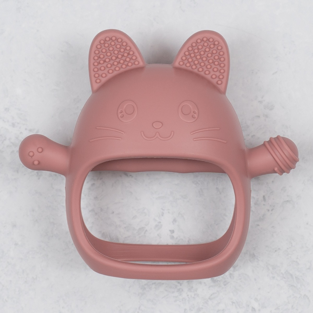 Jucarie pentru dentitie din silicon, Appekids, Manusa Kitty - Old Rose [3]