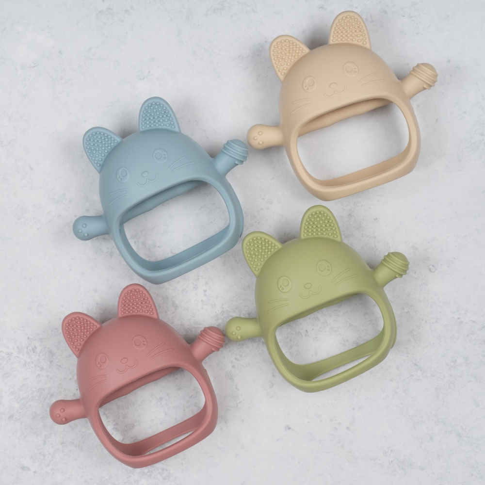 Jucarie pentru dentitie din silicon, Appekids, Manusa Kitty - Raw Green [4]
