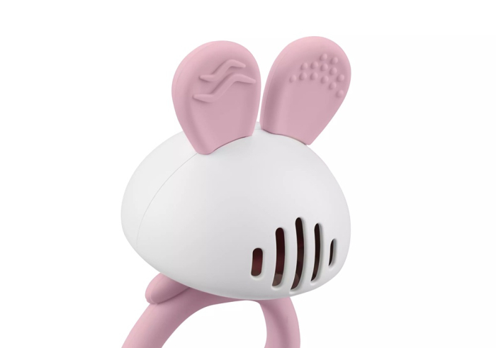 Jucarie pentru dentitie din silicon cu zornaitoare, Mombella Bunny - Pink [4]