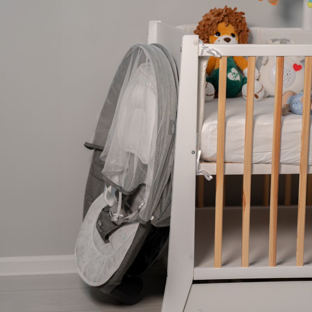 Leagan electric pentru bebelusi, cu spatar reglabil si senzor de miscare, AppeKids Evoque - Powder Grey [6]