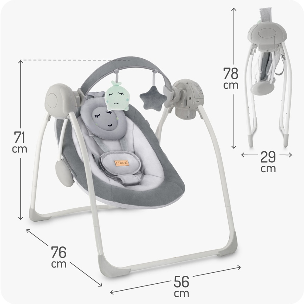 Leagan Electric pentru Bebeluşi MoMi Liss - Grey [6]